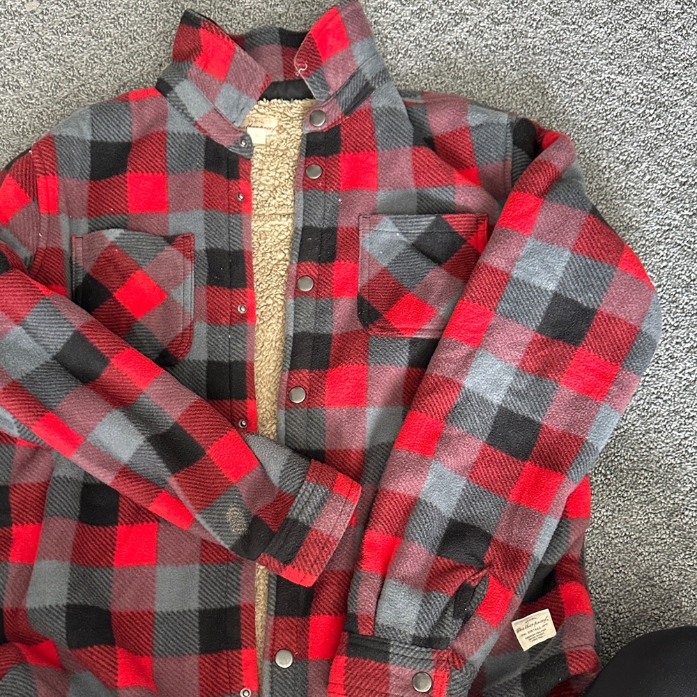 Weatherproof Red and Black Buffalo Plaid Sherpa-Lined Jacket